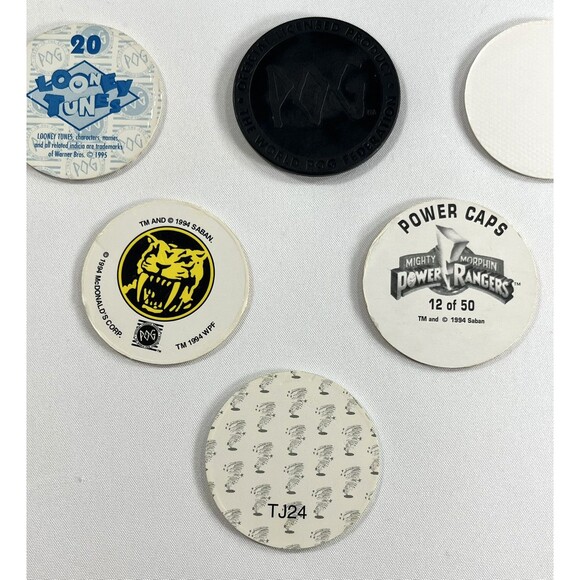 Lot Of 18 Pogs Milk Caps Vintage 1995 Looney Tunes, Power Rangers, Snoopy & More - Picture 12 of 15